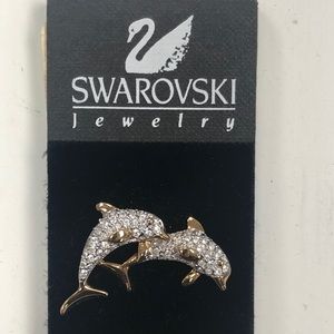 Swarovski Double Dolphin Tack Pin.